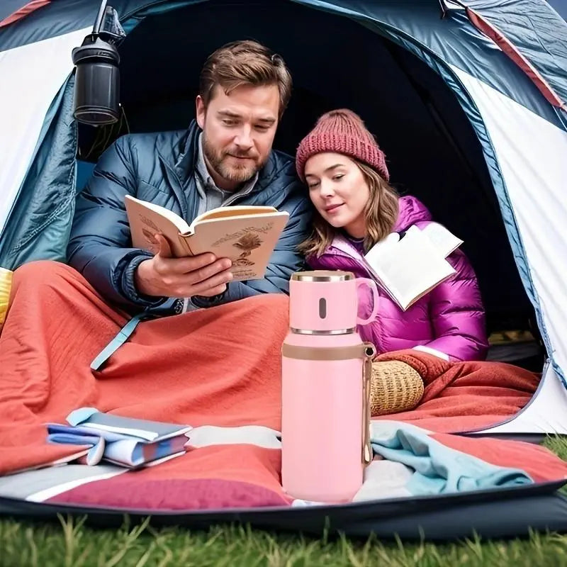 🥤❄️1PCS 600ml 316 stainless steel vacuum insulated bottle, 21oz double-walled insulated cup with dual lids