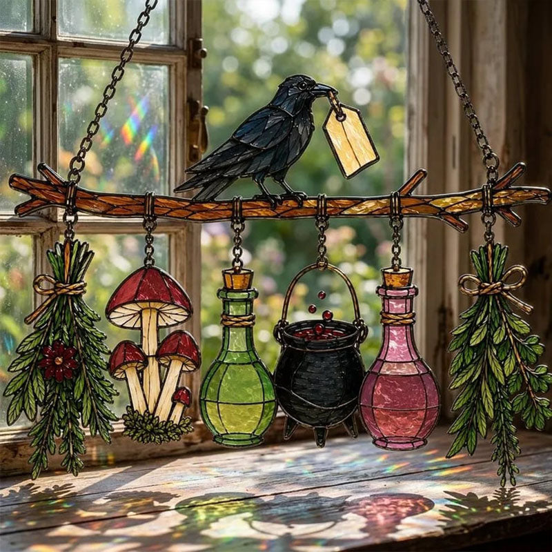🔥Last Day 50% OFF – 🖤 🐦‍⬛Raven Witch Suncatcher