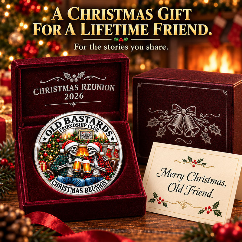 2026 Old Bastards Friendship Club Christmas Coin -Double-Sided Silver-Tone Keepsake for Lifelong Friends