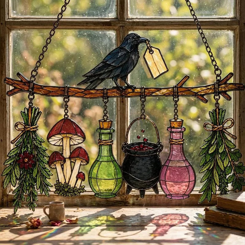 🔥Last Day 50% OFF – 🖤 🐦‍⬛Raven Witch Suncatcher
