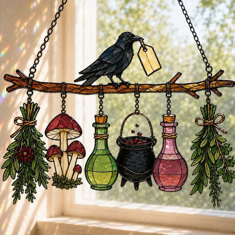 🔥Last Day 50% OFF – 🖤 🐦‍⬛Raven Witch Suncatcher