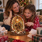 Highland Cow Christmas Woodland Lantern Decor – Rustic Lighted Farmhouse Winter Tabletop Decoration