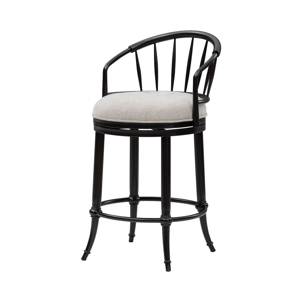 Luther - Commercial Grade Steel Frame Fabric Upholstered Swivel Counter Height Barstool