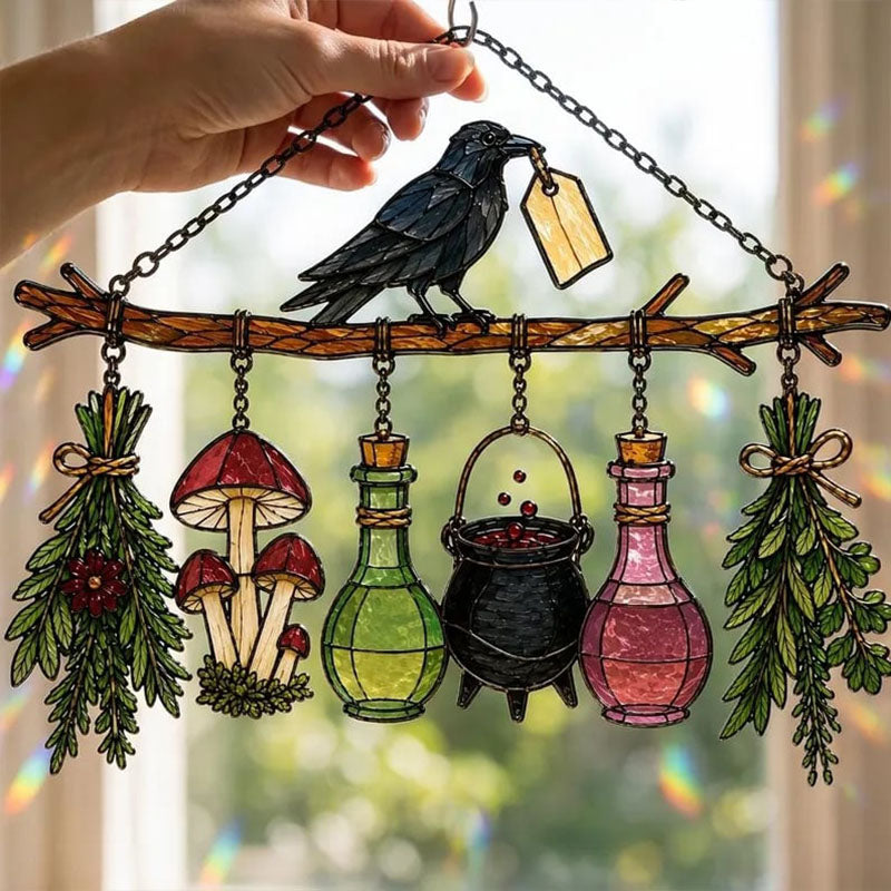 🔥Last Day 50% OFF – 🖤 🐦‍⬛Raven Witch Suncatcher