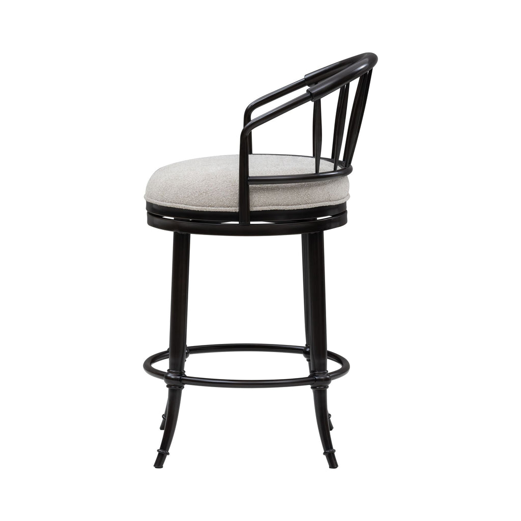 Luther - Commercial Grade Steel Frame Fabric Upholstered Swivel Counter Height Barstool