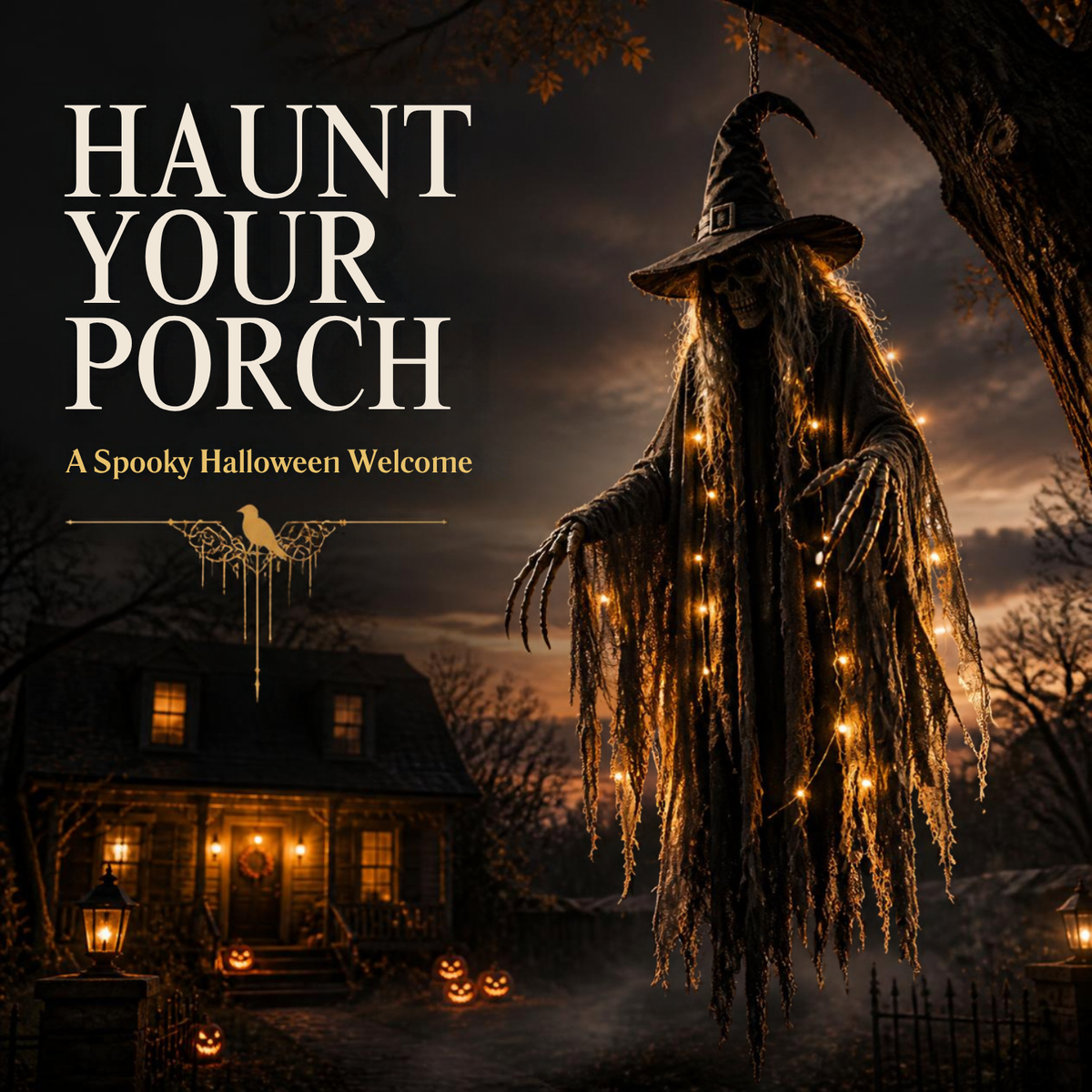 🎃 Hanging Witch Halloween Decoration – 1.5M Spooky Porch Swing