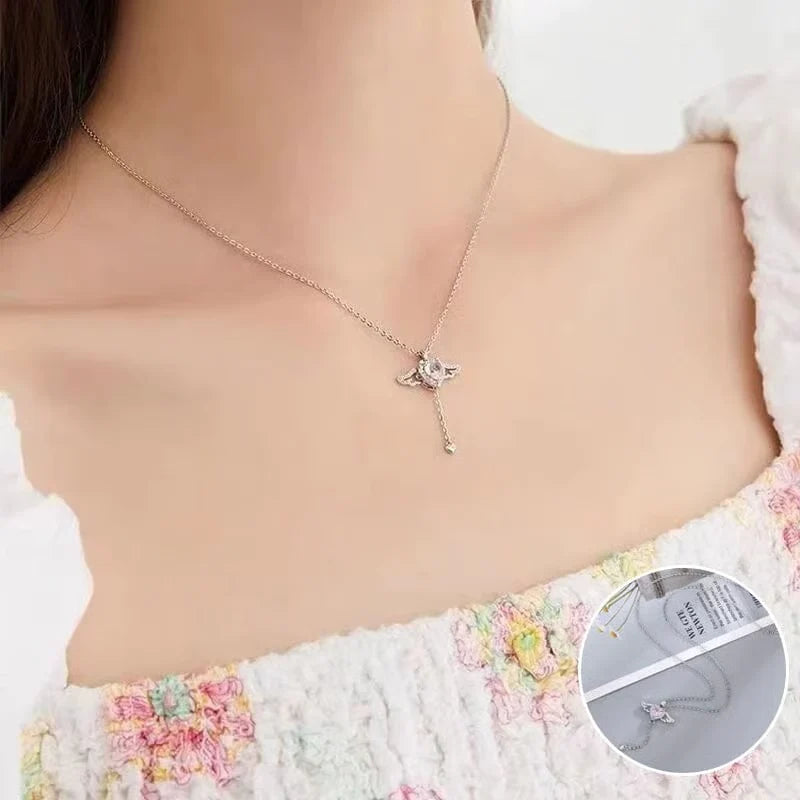 Pink Angel Wings Necklace