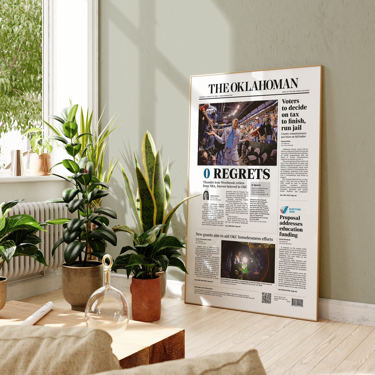 Russell Westbrook 0 Regrets Front Page Wall Art