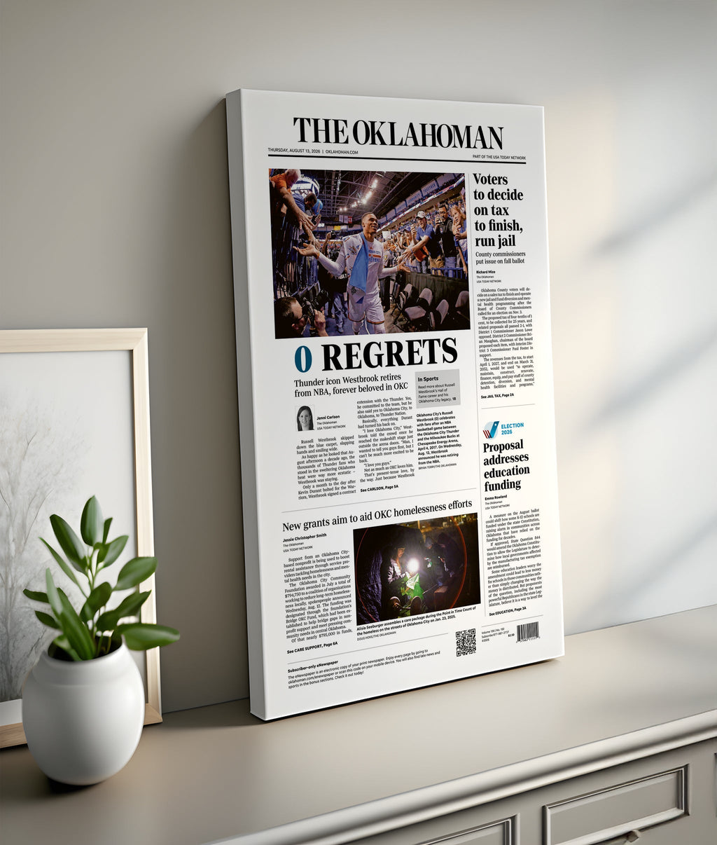 Russell Westbrook 0 Regrets Front Page Wall Art
