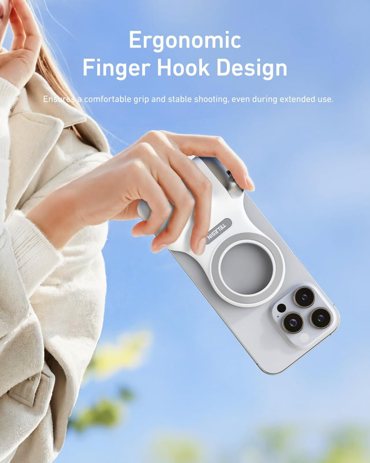 TELESIN Fun Shot Magnetic Phone Camera Grip & Magnetic Selfie Light Bundle Kit